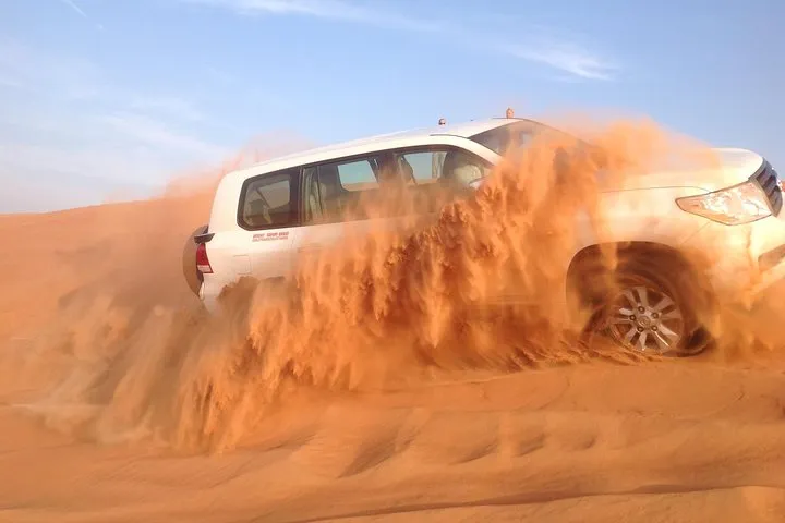 Dubai Desert Safari by Camel and 4x4 Jeep with BBQ Dinner with Live Belly Dance