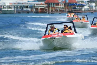 The Best Speedboat Tour In Cancun through Nichupte Lagoon, Snorkel included.
