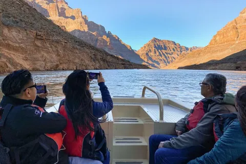 Grand Canyon West Helicopter Tour with VIP Skywalk and Boat Ride
