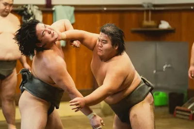 Sumo Morning Practice near Tokyo Skytree: Photo with Wrestler