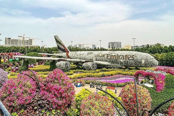 Dubai Miracle Garden and Evening Dhow Cruise Dinner Tour