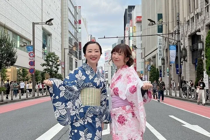 Easywear summer kimonos Experience in Shibuya Hairstyling Option