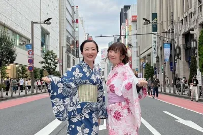 Easywear summer kimonos Experience in Shibuya Hairstyling Option
