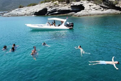 Private RIB Boat Cruise & Snorkeling Lavrio Kithnos Cyclades