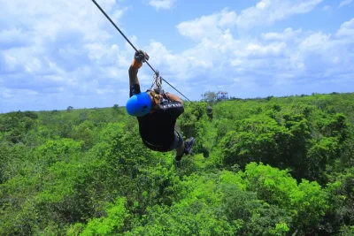 Cenote Jungle Adventure with Zipline circuit, transport & snacks
