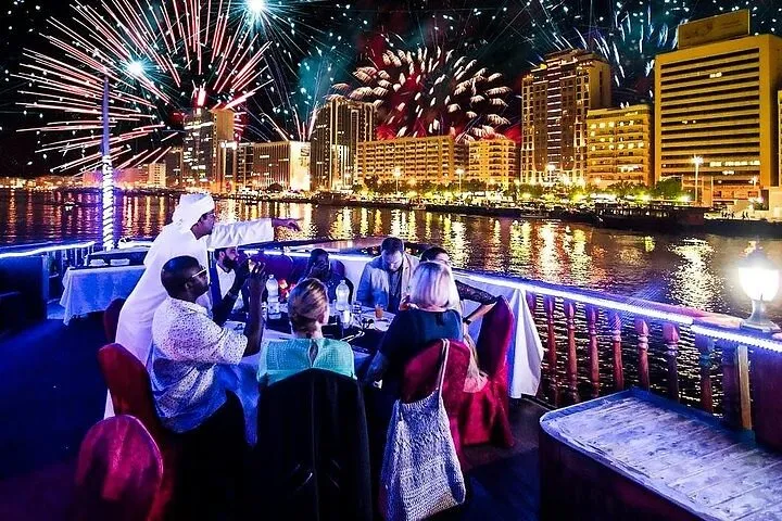 NYE 2026 Dubai Dhow Cruise Burj Khalifa Fireworks Live on Water