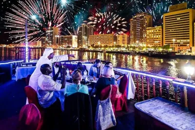 NYE 2026 Dubai Dhow Cruise Burj Khalifa Fireworks Live on Water