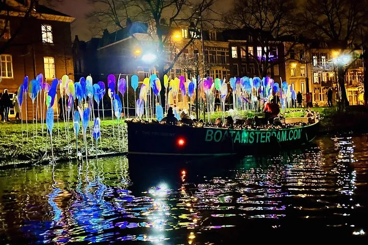 Amsterdam Light Festival Cruise Fully Open Boat with Mulled Wine