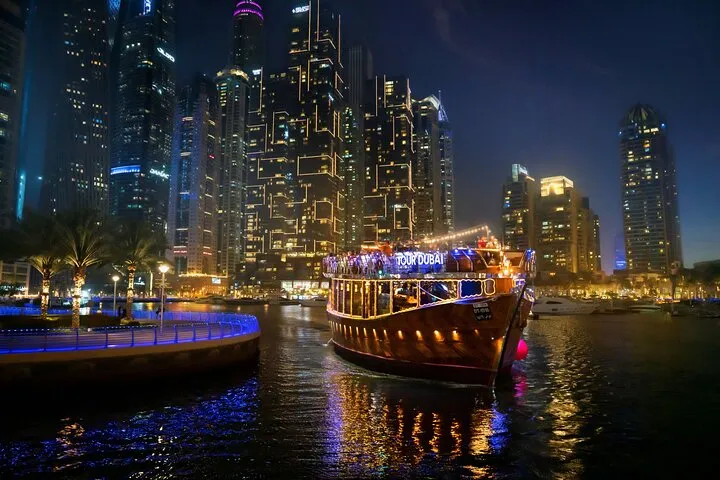 Dubai Luxury Marina Dhow Cruise with Gourmet Indian Dinner