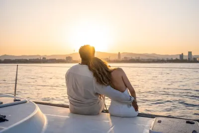Sunset sailing in Barcelona with wine and tapa