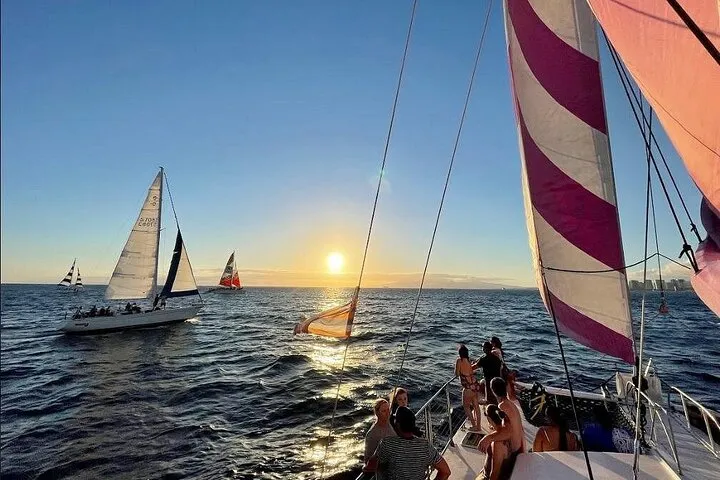 Waikiki 2-Hour Sunset Sailing Catamaran – Swim & Sail Adventure