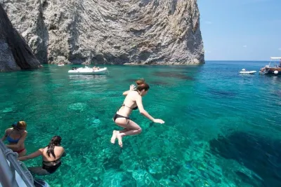 From Anzio: Ponza Boat Tour Swimming & Lunch + Ferry Tickets