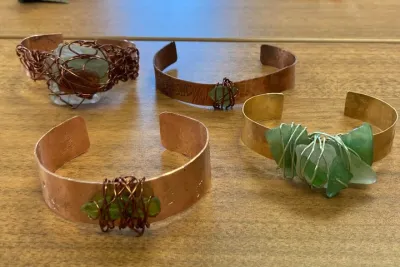 Jewelry Making Copper Cuff Bracelet with Sea Glass