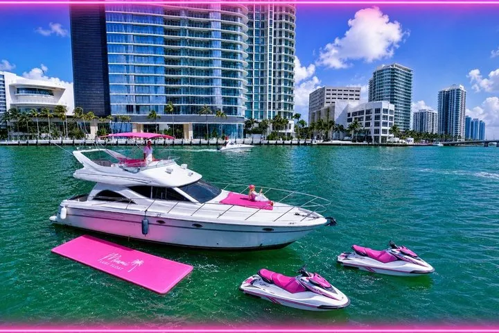 Pink Yacht Rental In Miami + Jetkis 50ft Luxury Pink Charter
