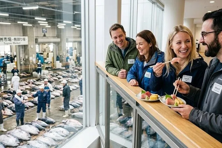 Toyosu Market Morning Tuna Auction and Tsukiji Food Tour with Licensed Guide