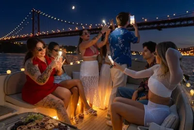 Lisbon Night Cozy Boat Cruise with Open Bar & Pizza