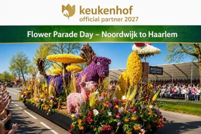 Flower Parade 17 April with Grandstand & Keukenhof from Amsterdam