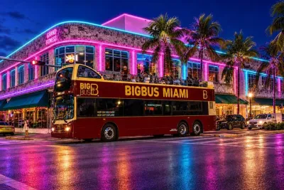 Sightseeing Night Tour of Miami by Open-top Bus with Live Guide