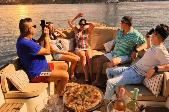 Lisbon Sunset Cozy Boat Cruise with Open Bar & Pizza