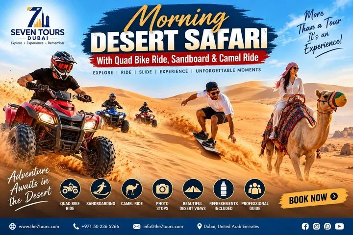 Morning Desert safari With Quad bike ride Sandboard & Camel ride
