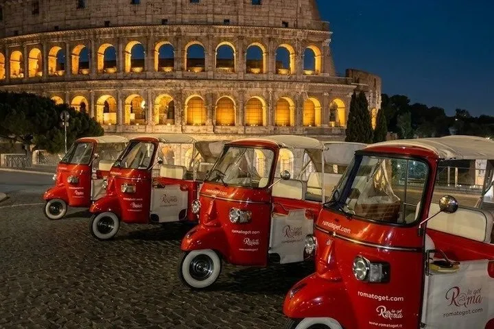 Rome by Night on a Red Ape Calessino