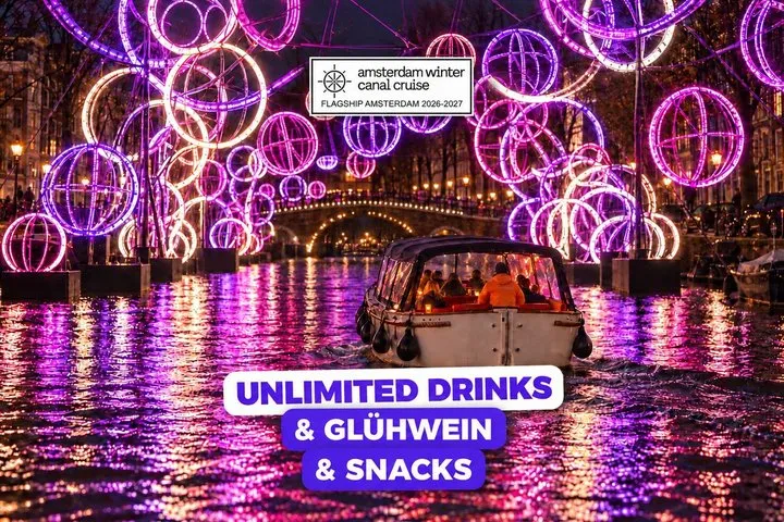 Amsterdam Light Festival: Canal Cruise + Bite & Unlimited Drinks